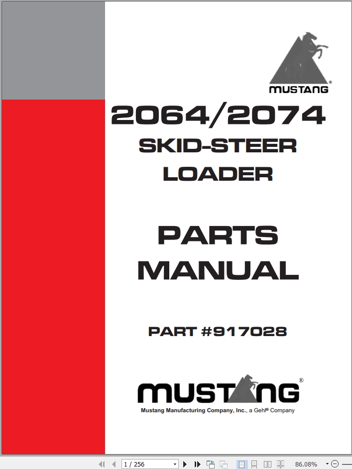 Mustang Skid Steer Loader 2064 2074 Parts Manual | Auto Repair Manual ...