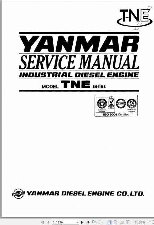 Yanmar Engines TNE Series Service Manual 915185