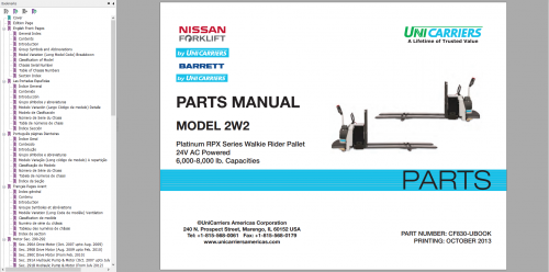 Unicarrier Forklift Claas I V Parts Catalog & Service Manual 1