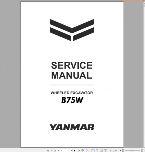 Yanmar Wheeled Excavator B75W Service Manual MMB66ENMA00200 2019