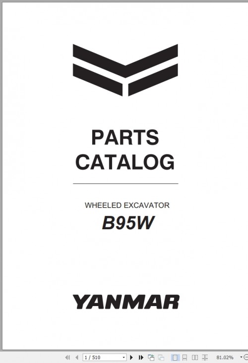 Yanmar Wheeled Excavator B95W Parts Catalog CPB67ENMA00200 EU V2 2021