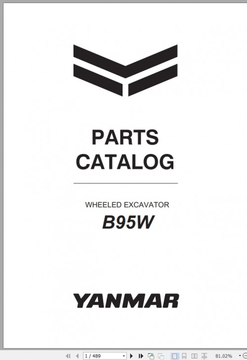 Yanmar Wheeled Excavator B95W Parts Catalog CPC30ENMA00100 EU V3 2022