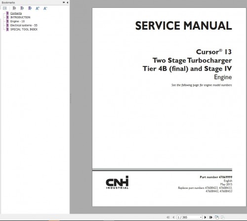 CNH Engine Curson 13 Tier 4B Stage IV Service Manual 47869999