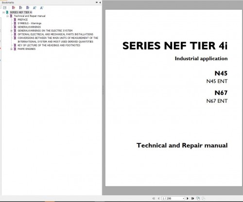 Iveco Diesel Engine N45 N67 Series NEF Tier 4i Technical Repair Manual P2D32N019 E