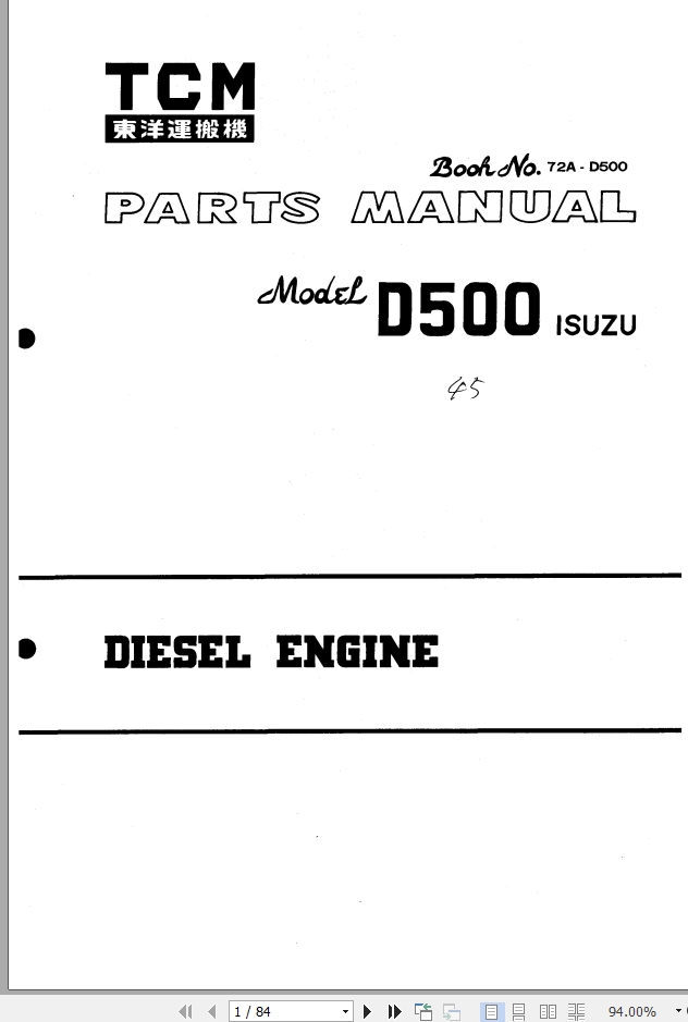 TCM Isuzu Engine D500 Parts Manual EN JP | Auto Repair Manual Forum ...