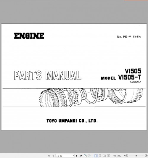 TCM Wheel Loader V1505 V1505 T Parts Manual PE V1505A