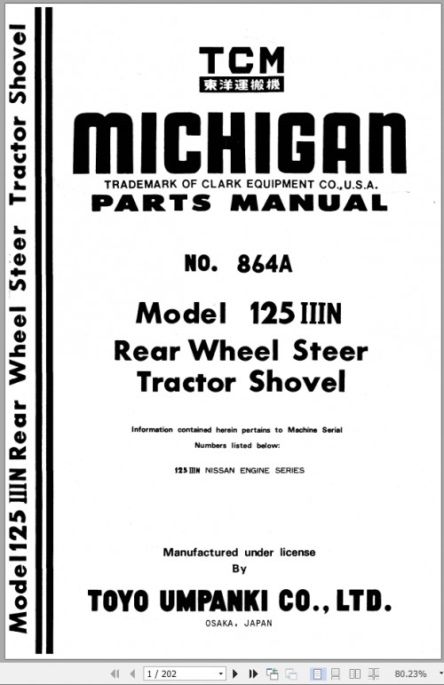 TCM Wheel Steer Tractor Shovel 125IIIN Parts Manual