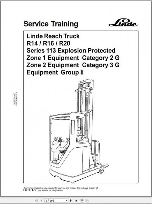 Linda Reach Truck R14 R16 R20 Service Training