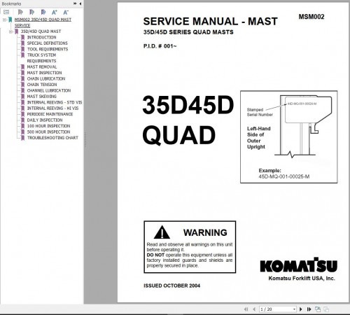 Komatsu Forklift FG20 25 30SHT 12 Shop Manual 1