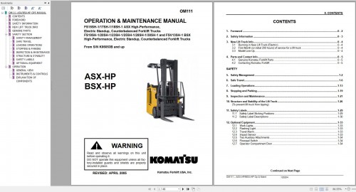 Komatsu Forklift FS15,30SH 1, FSV13SH 1 (ASX BSX) Operation Maintenance Manual