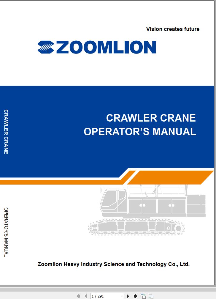 Zoomlion Crawler Crane ZCC1100H Operator's Manual | Auto Repair Manual ...