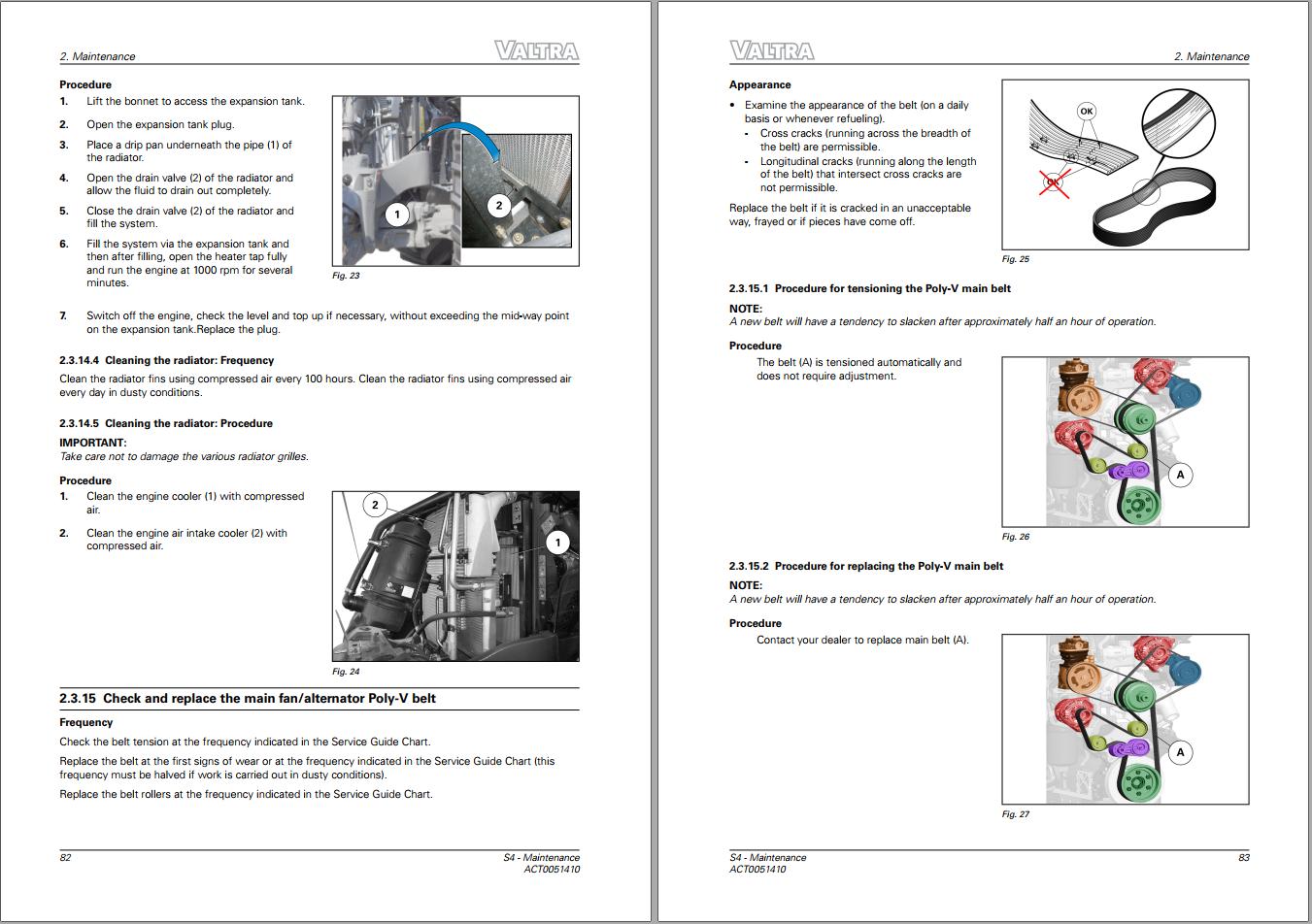 Valtra Tractor S274 to S374 Operator's Manual - Maintenance | Auto ...