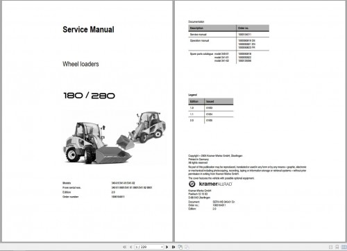 Kramer Wheel Loader 180 280 Service Manual