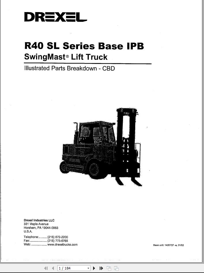 Landoll Drexel Forklift R40 Series Service Parts Technical Operation ...