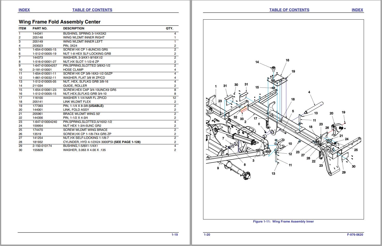 Landoll Folding Grain Drill 5540-50 Series Parts Manual F-976-0620 