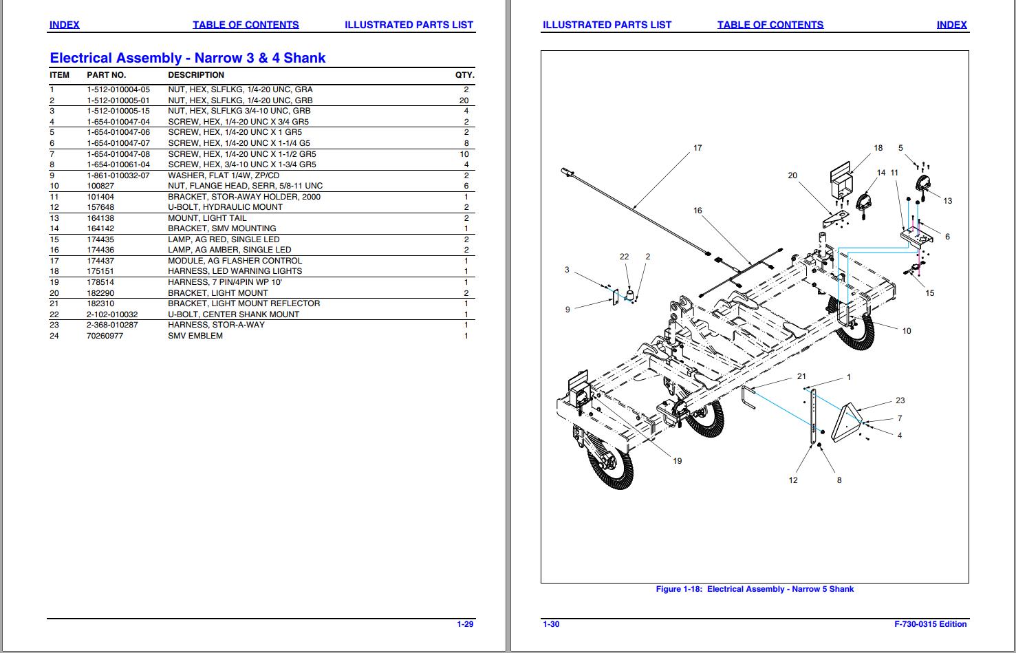 Landoll Rigid Folding In-Row Ripper 2511 Series Parts Manual | Auto ...