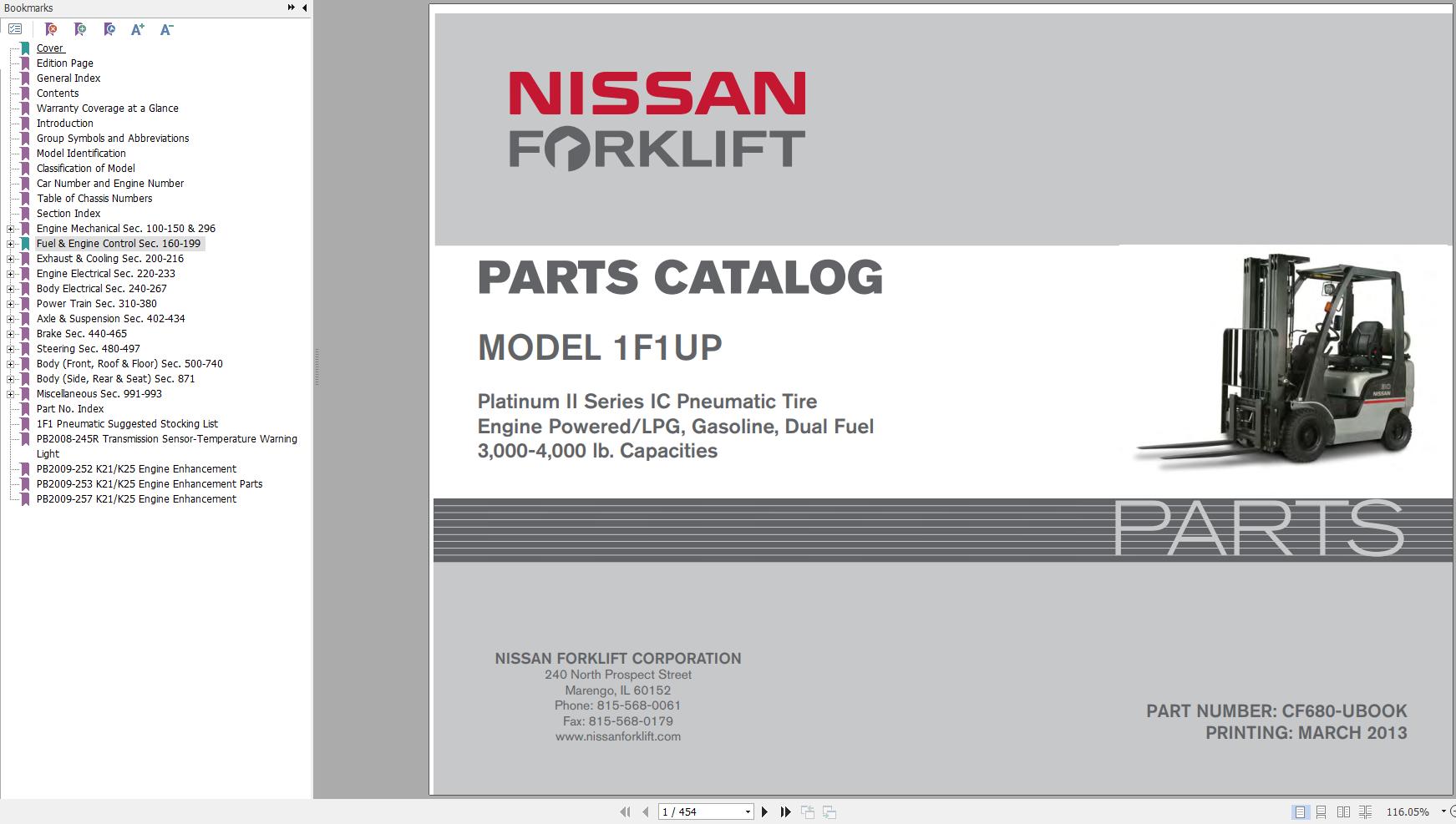 Nissan Forklift 1F1UP Parts Catalog CF680-UBOOK | Auto Repair Manual ...