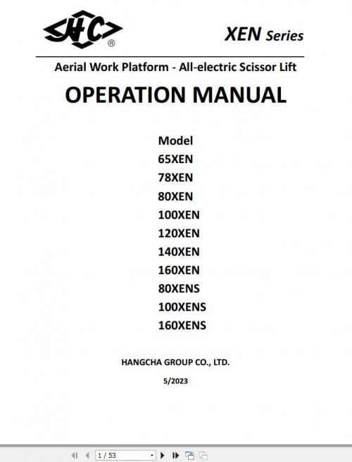 Hangcha Work Platform XEN Series Operation Manual 05.2023