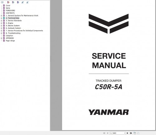 Yanmar Tracked Dumper C50R 5A Service Manual MM664ENMA00100 1