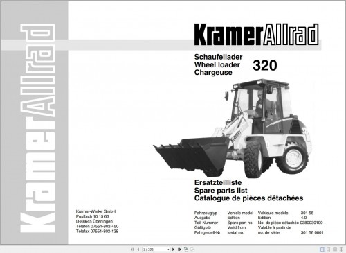 Kramer Allrad Wheel Loader 320 Spare Parts List (1)