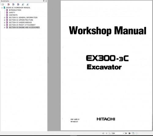 Hitachi Excavator EX300 3C Workshop Manual W140E 01