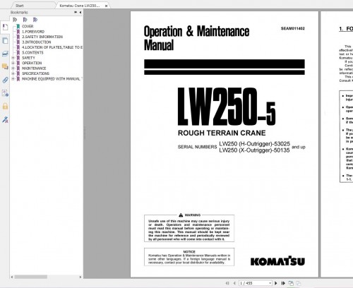Komatsu Crane Shop Manual Parts Book Operation and Maintenance Manual (3)
