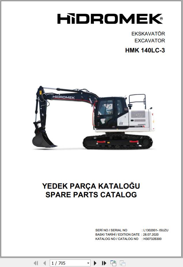 Hidromek Excavator HMK 140LC-3 Spare Parts Catalog H30732B300 EN TR ...