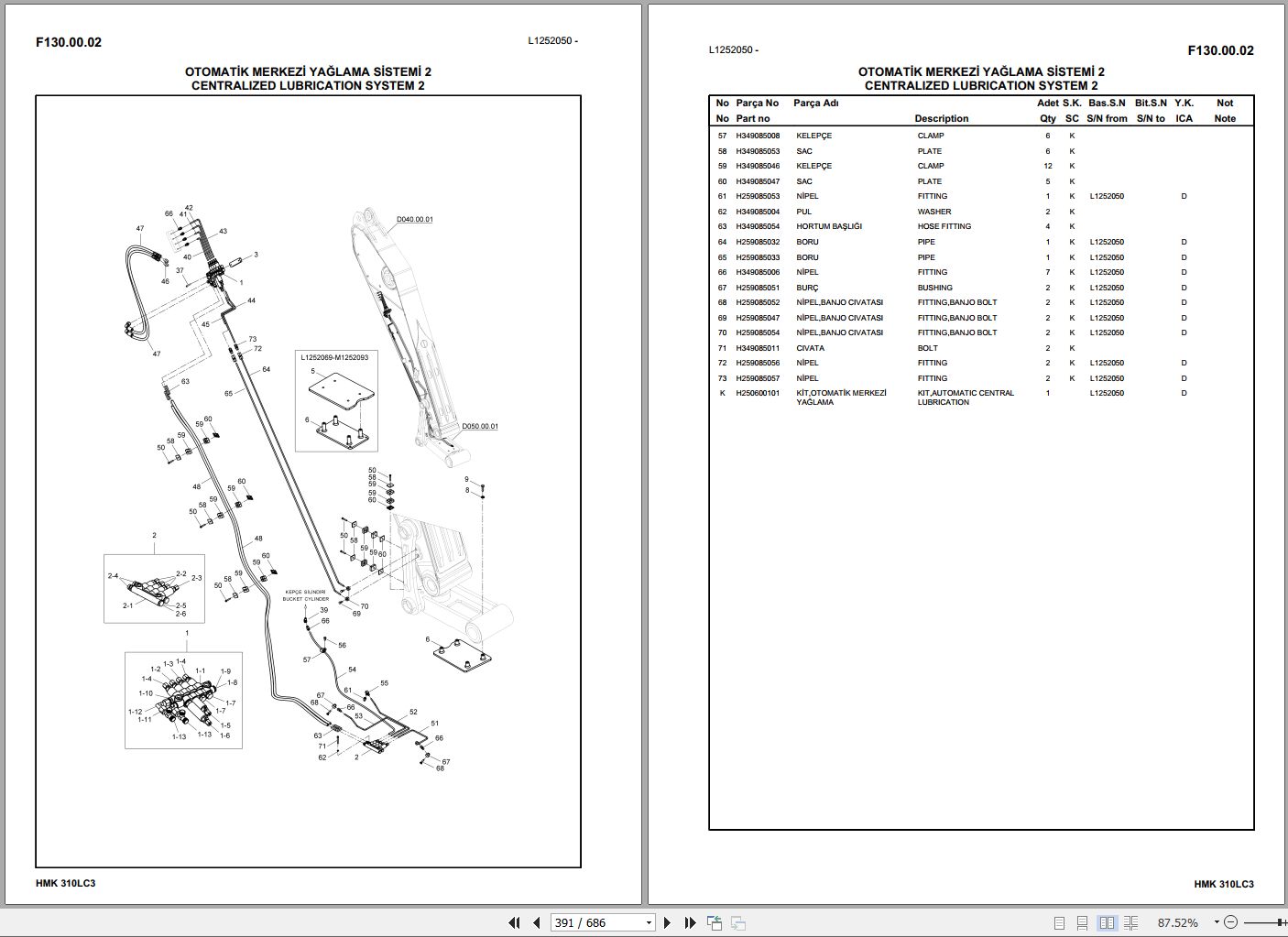 Hidromek Excavator HMK 310LC-3 Spare Parts Catalog H25732B300U EN TR ...