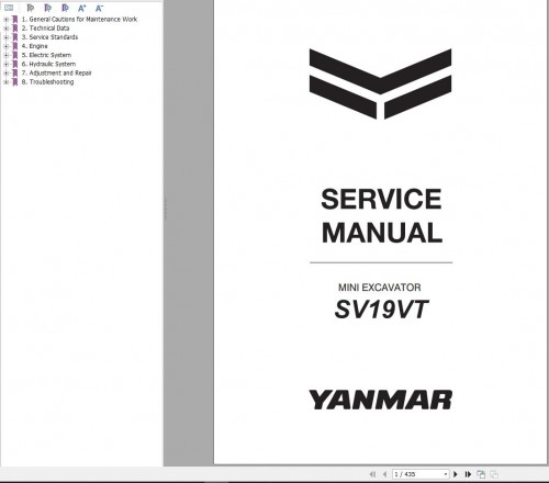 Yanmar Mini Excavator SV19VT Service Manual MMB75ENMA00100