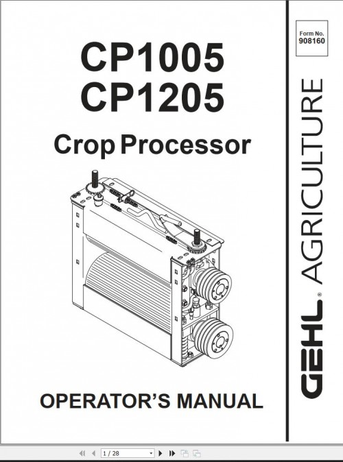 GEHL Crop Processor CP1005 CP1205 Operators Manual 908160B