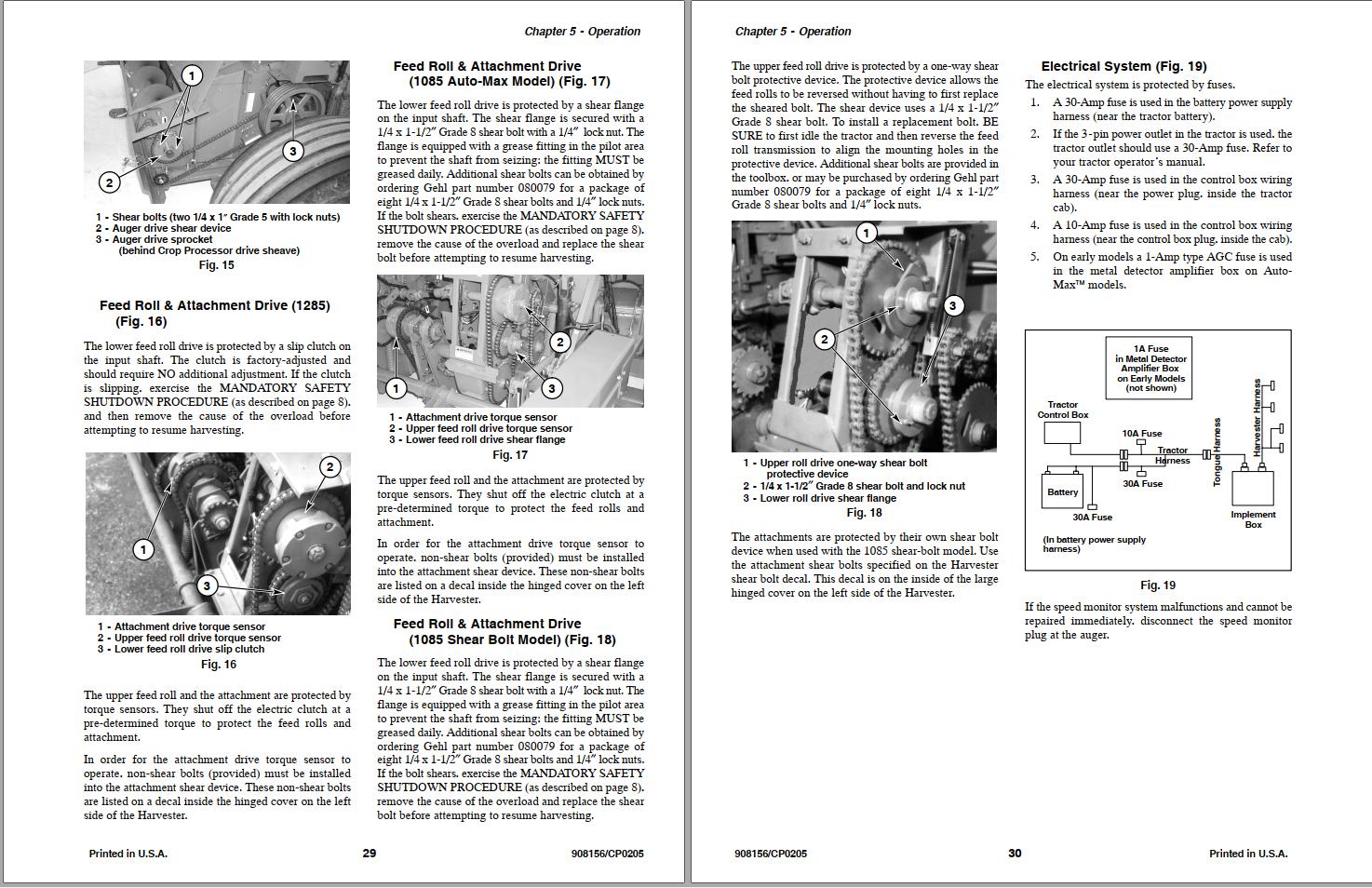 Gehl Forage Harvester Cb1085 Cb1285 Operators Manual 908156c 