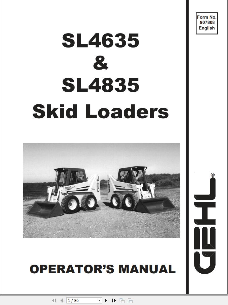 GEHL Skid Loaders SL4635 SL4835 Operators Manual 907808C | Auto Repair ...