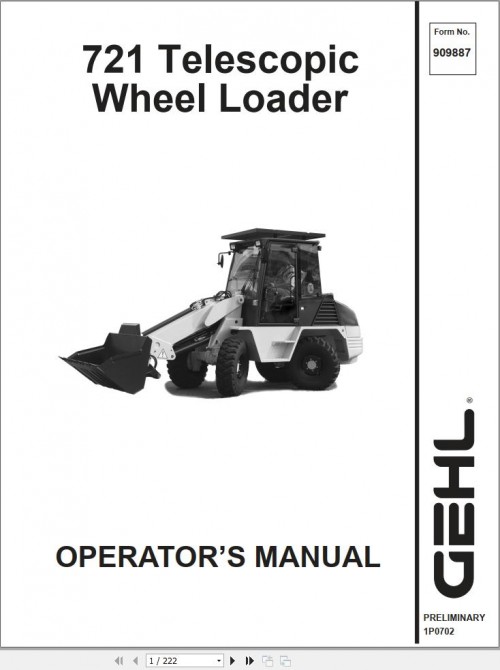 GEHL Wheel Loader 721 Operators Manual