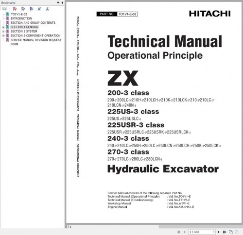 Hitachi Hydraulic Excavator ZX120 3 ZX120LC 3 ZX120LCH 3 Technical Parts Operator Manual