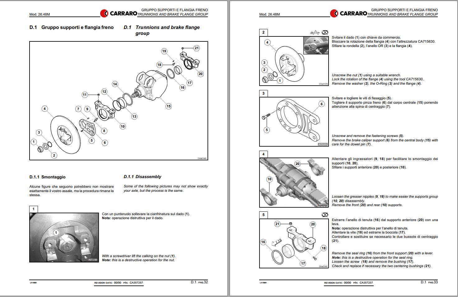 Carraro Axle 26.48 Maintenance and Repair Manual 908496 | Auto Repair ...