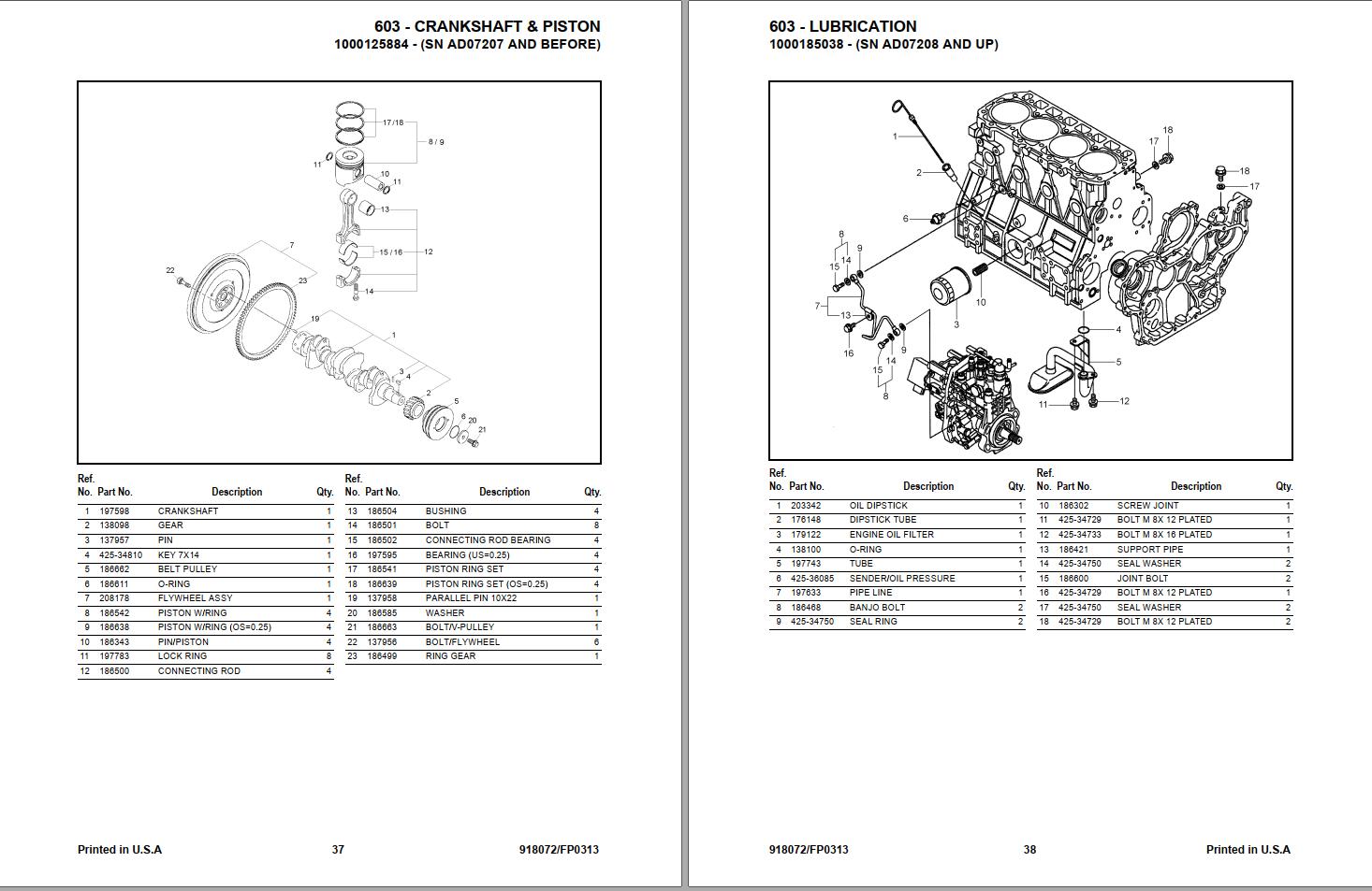 GEHL Compact Excavator 603 Parts Manual 918072F | Auto Repair Manual ...