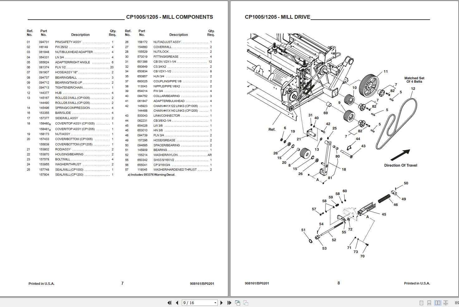 GEHL Crop Processor CP1005 CP1205 Parts Manual 908161B | Auto Repair ...