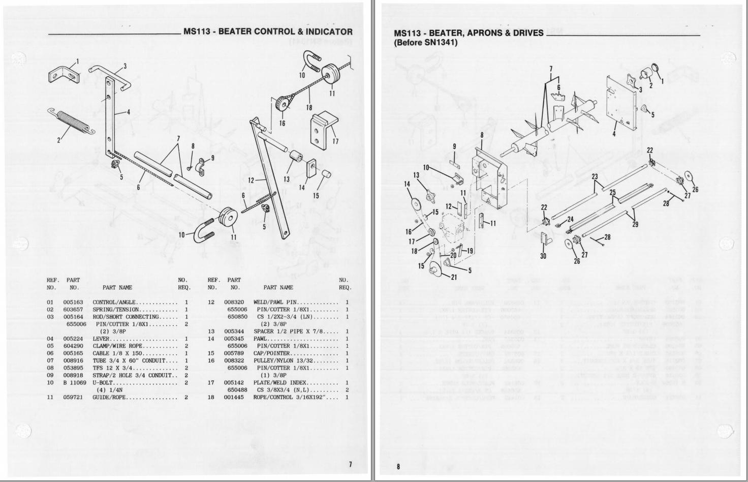 GEHL Manure Spreader 113 Service Parts Manual 904055A Auto Repair