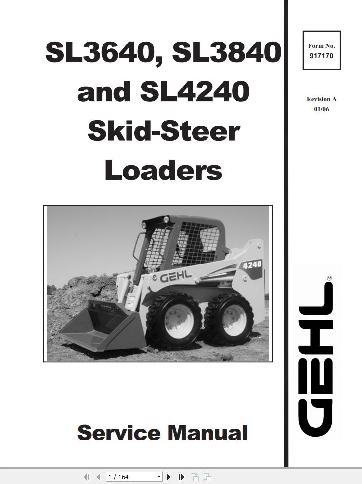 GEHL Skid Loaders SL3640 SL3840 SL4240 Service Manual 917170 | Auto ...