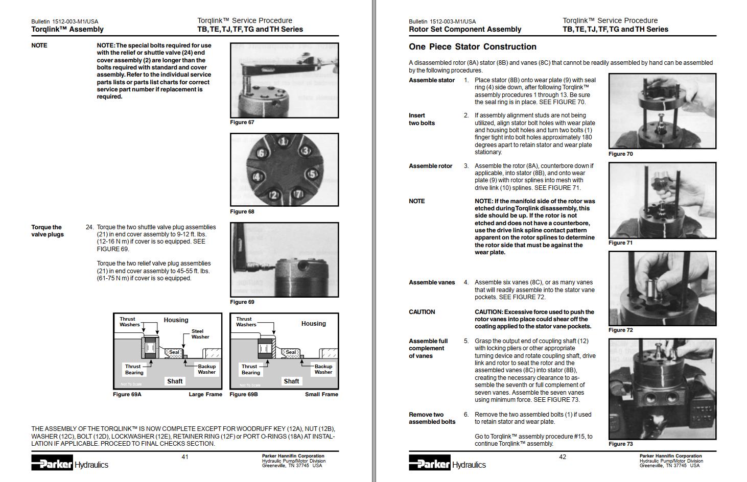 Parker Hydraulic Motor TB TE TJ TF TG TH Series Service Manual 918356 ...