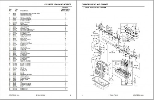 Yanmar Engine 4TNV98 ZNMS To 4TNV98T ZXNMS2 Parts Manual 1