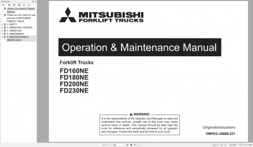 Mitsubishi-Forklift-FD160NE-FD180NE-FD200NE-FD230NE-OMFEG-J08B8-221-Operation-Maintenance-Manual-1.jpg