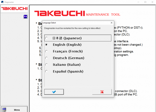 Takeuchi DiagMaster Ver.4.1.1 2023 LEVEL 9 Engineering Maintenance Tool 2