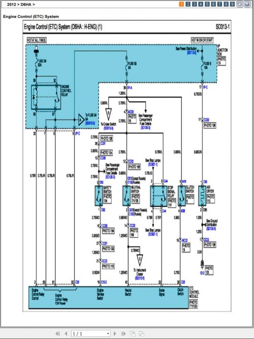 Hyundai Universe(PY) D6HA Engine 2012 Electrical System & Wiring Diagram