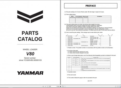 Yanmar Wheel Loader V80 Parts Catalog CP555ENWL00200