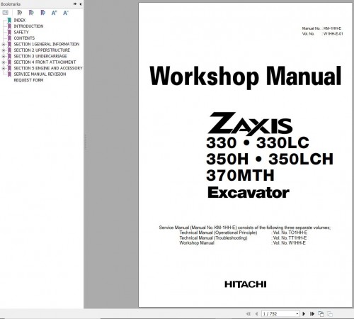 Hitachi Excavator ZX330 Diagram Operator Parts Workshop Manual 1