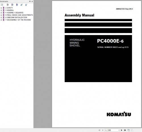 Komatsu Mining Shovel PC4000E 6 Field Assembly Manual GZEFA08233 0
