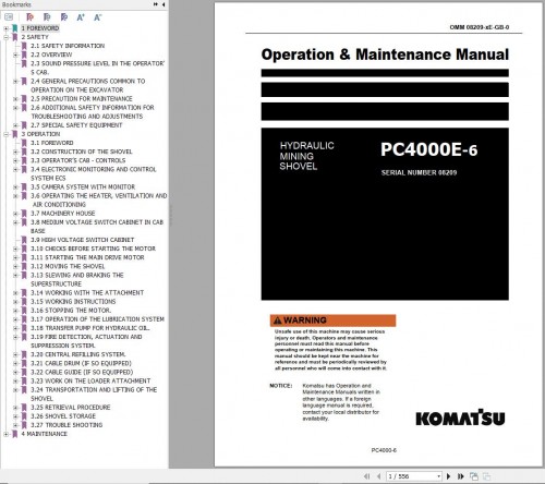 Komatsu Mining Shovel PC4000E 6 Operation & Maintenance Manual GZEAM08209 0