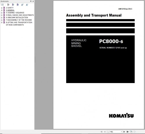 Komatsu Mining Shovel PC8000 6 Assembly and Transport Manual GZEFA12105 5