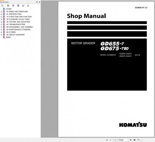 Komatsu Motor Grader GD655 7 GD675 7E0 Shop Manual SEN06741 12